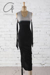 marc le bihan color block off shoulder dress 2869 E23 black/mastic black/mastic